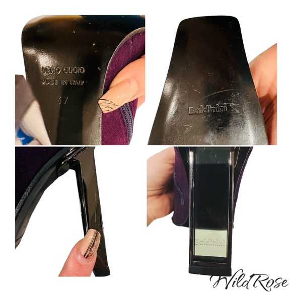 BALDININI Purple Suede w/ Rhinestones Leather Ankle Boots SZ 7 - Picture 15 of 16